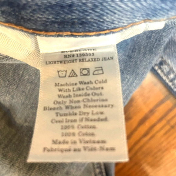 Everlane Jeans Womens 32 Blue Lightweight Relaxed Straight High Rise Organic - Picture 7 of 12